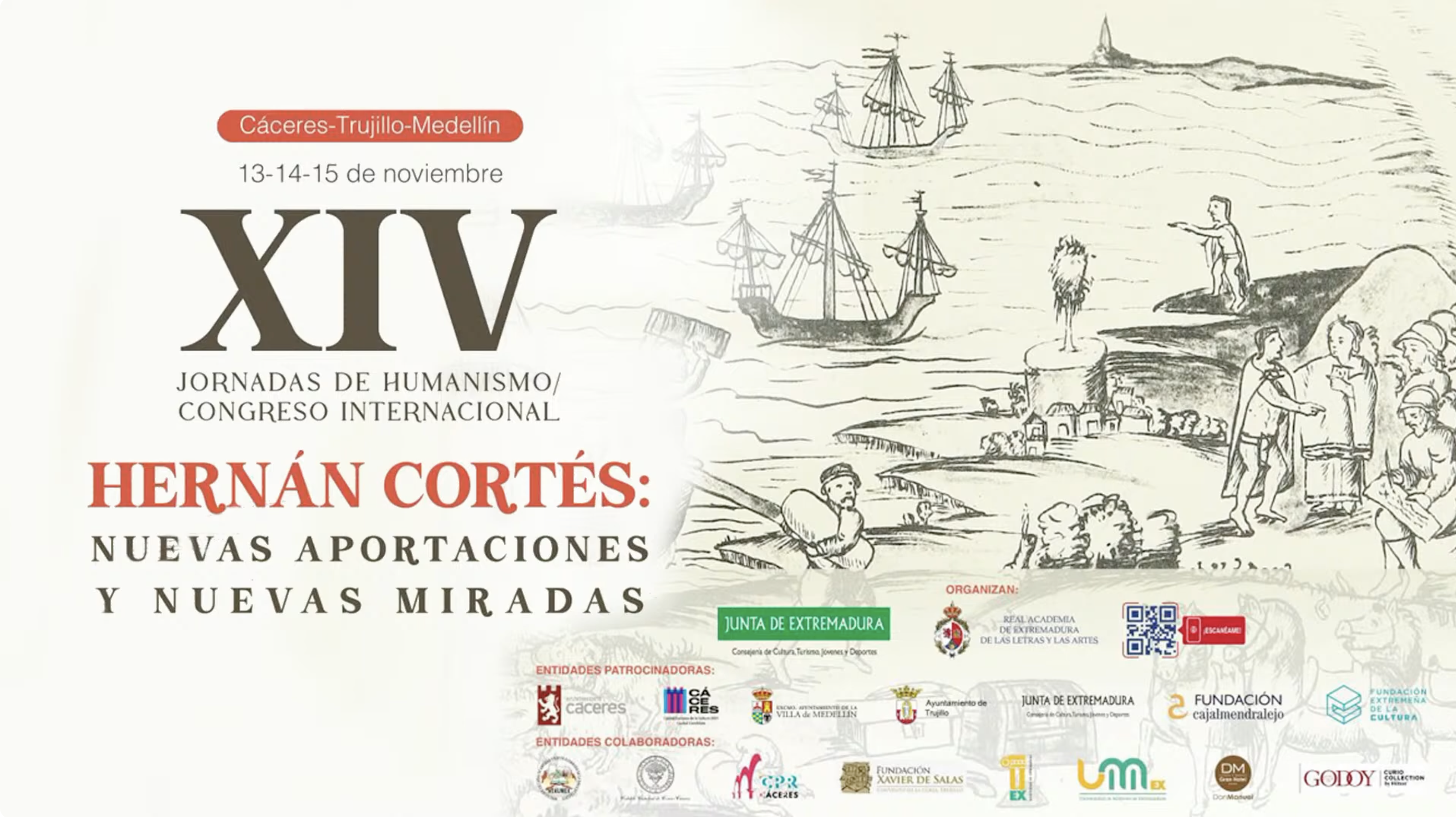 Presentación Congreso Hernán Cortes, 13 al 15 de noviembre, en Cáceres, Trujillo y Medellín